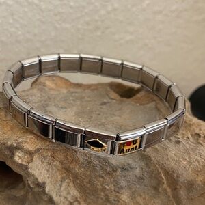 Vintage Zoppinni Puzzle Italian Stainless Steel Charms Bracelet